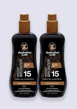 Australian Gold Spray Gel With Instant Bronzer SPF 15 237ml - 2 Pack Saver