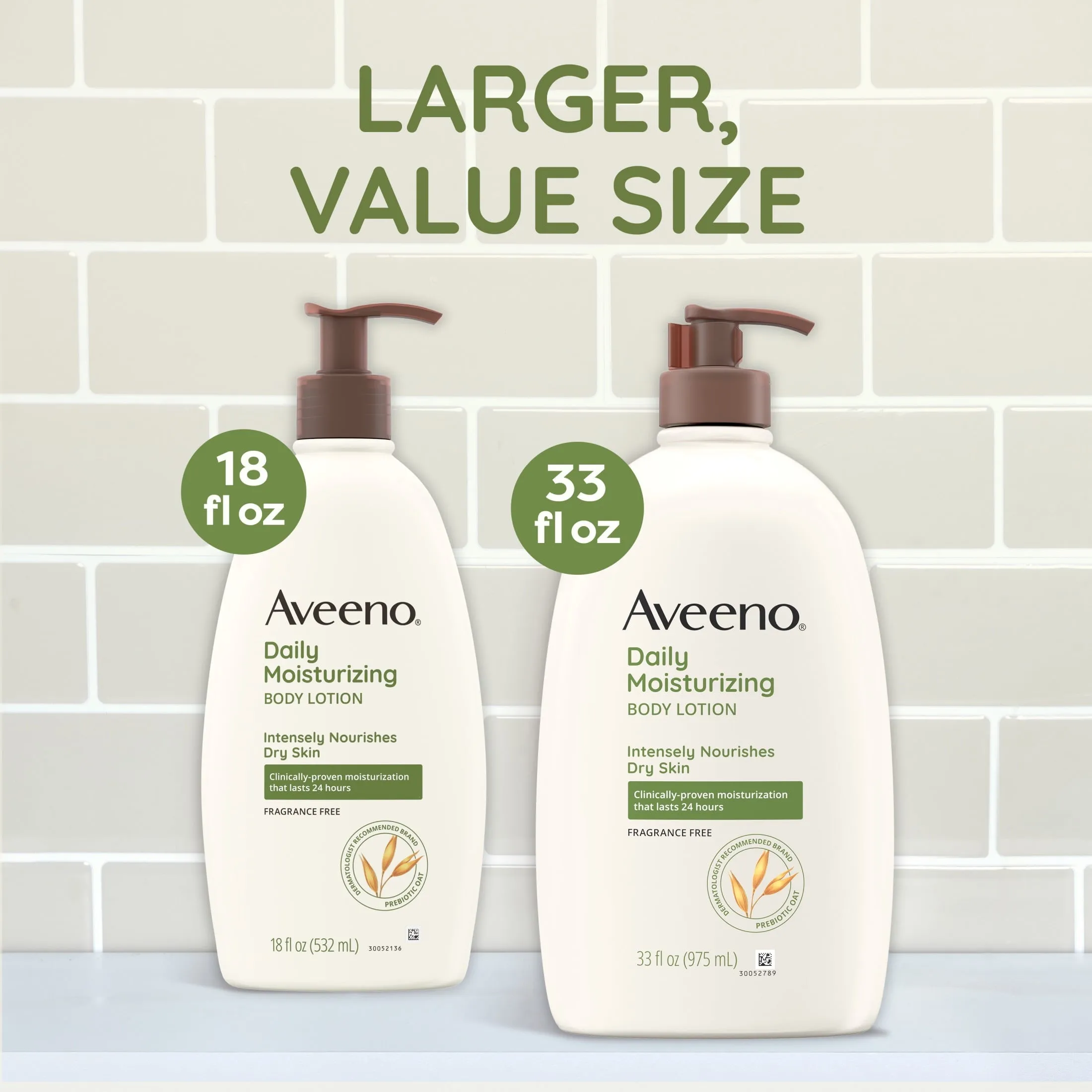 Aveeno Daily Moisturizing Body Lotion and Facial Moisturizer for Face, Body and Dry Skin, 33 oz