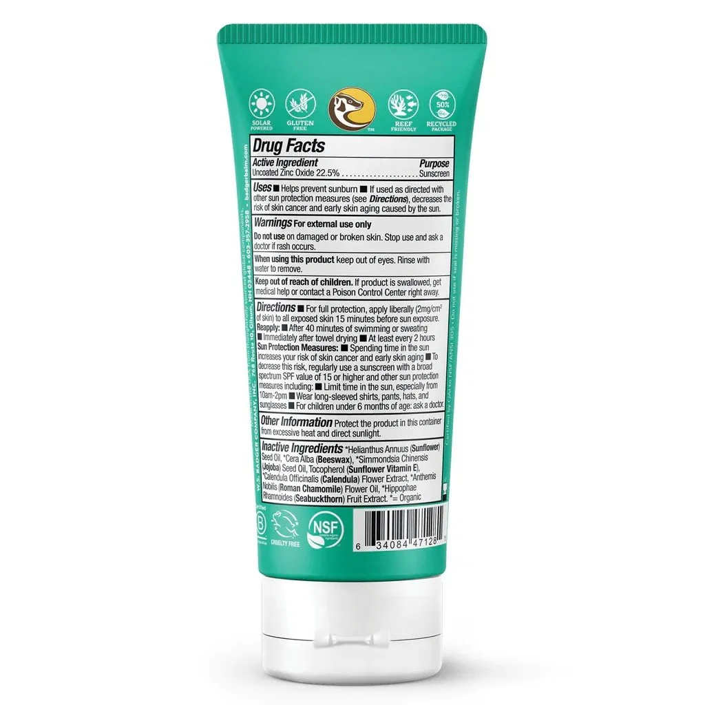 Badger SPF 40 Baby Clear Zinc Sunscreen 2.9 oz Cream