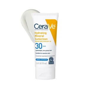 Cerave Hydrating Mineral Sunscreen Broad Spectrum Spf 30 75Ml