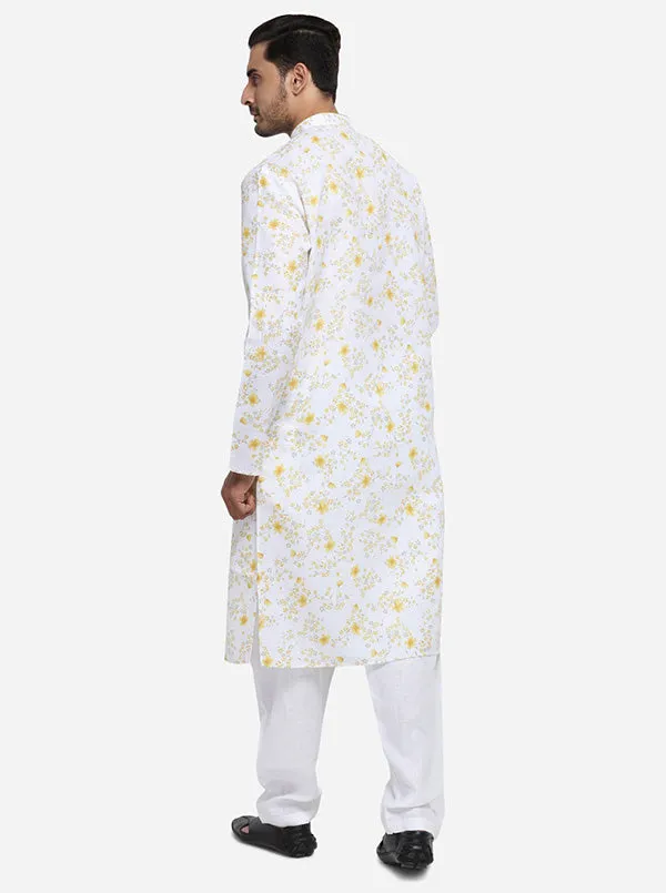 Cream & Yellow Kurta Set | Azania