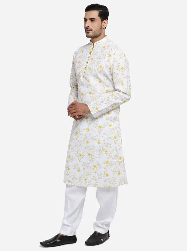 Cream & Yellow Kurta Set | Azania