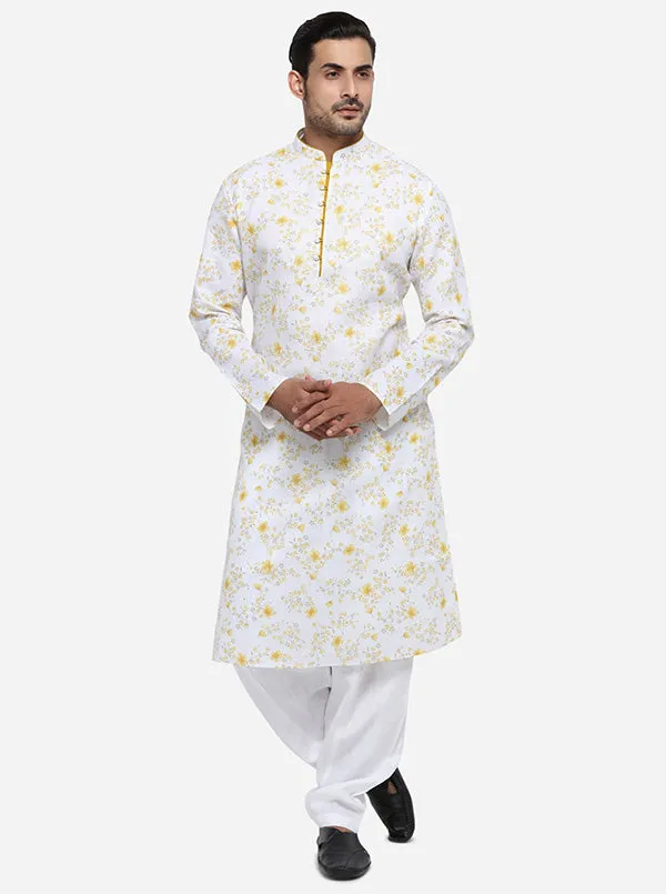 Cream & Yellow Kurta Set | Azania