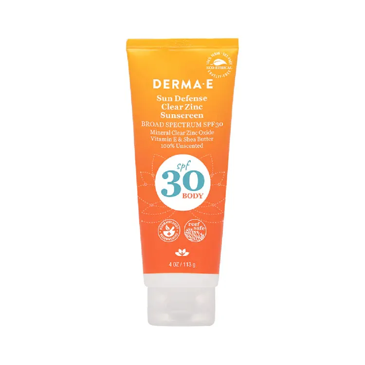 Derma E Sun Defense Clear Zinc Sunscreen SPF30 Body - Pre-Order