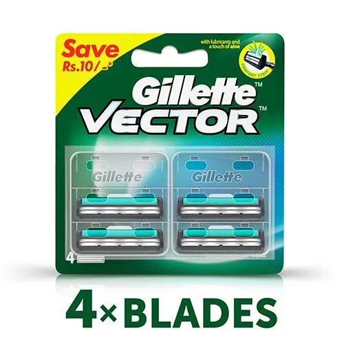 Gillette Vector Plus - Manual Shaving Razor Blades - 4 Cartridges