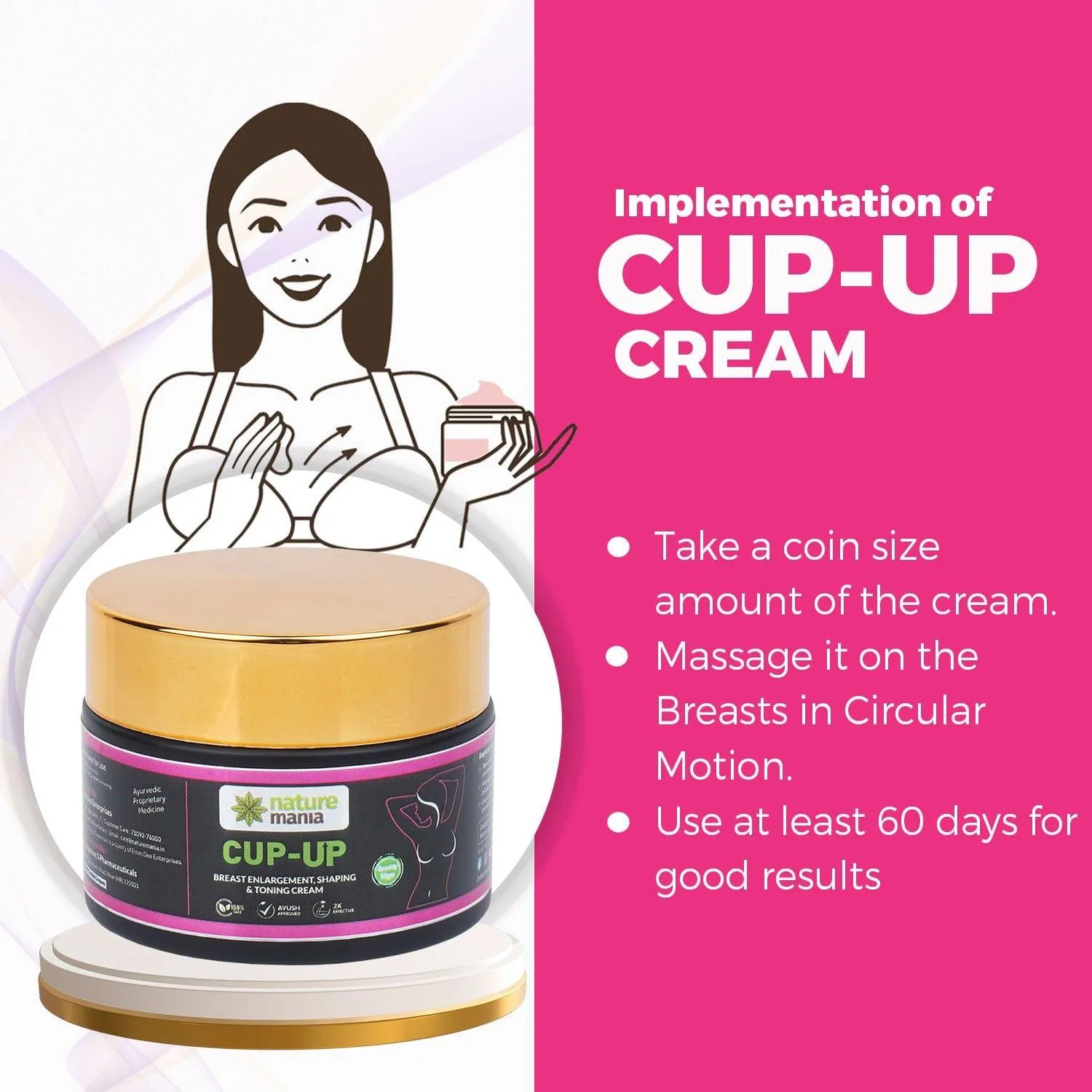 Nature Mania Cup Up Cream - Breast Enlargement Cream for Women - 50 gm