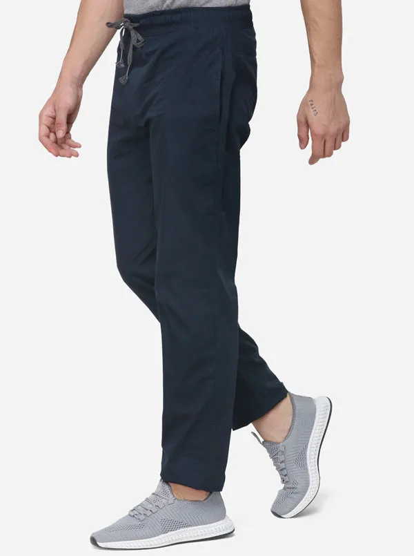 Navy Blue Solid Slim Fit Paijama | JadeBlue