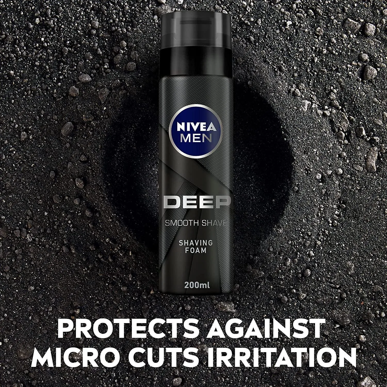 NIVEA MEN Shaving Foam, DEEP Smooth Shave Antibacterial Black Carbon, 200ml