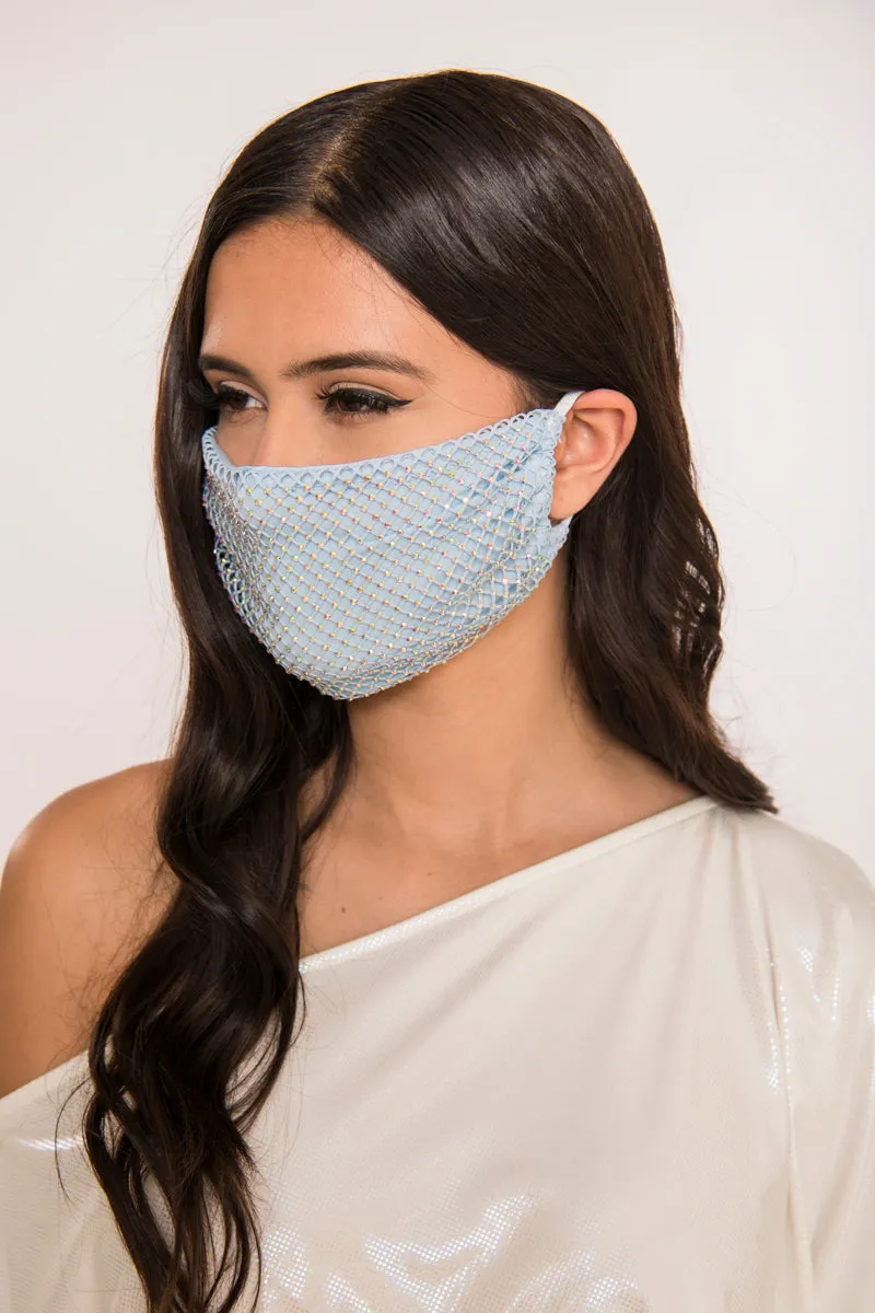 Rhinestone Mesh Face Mask