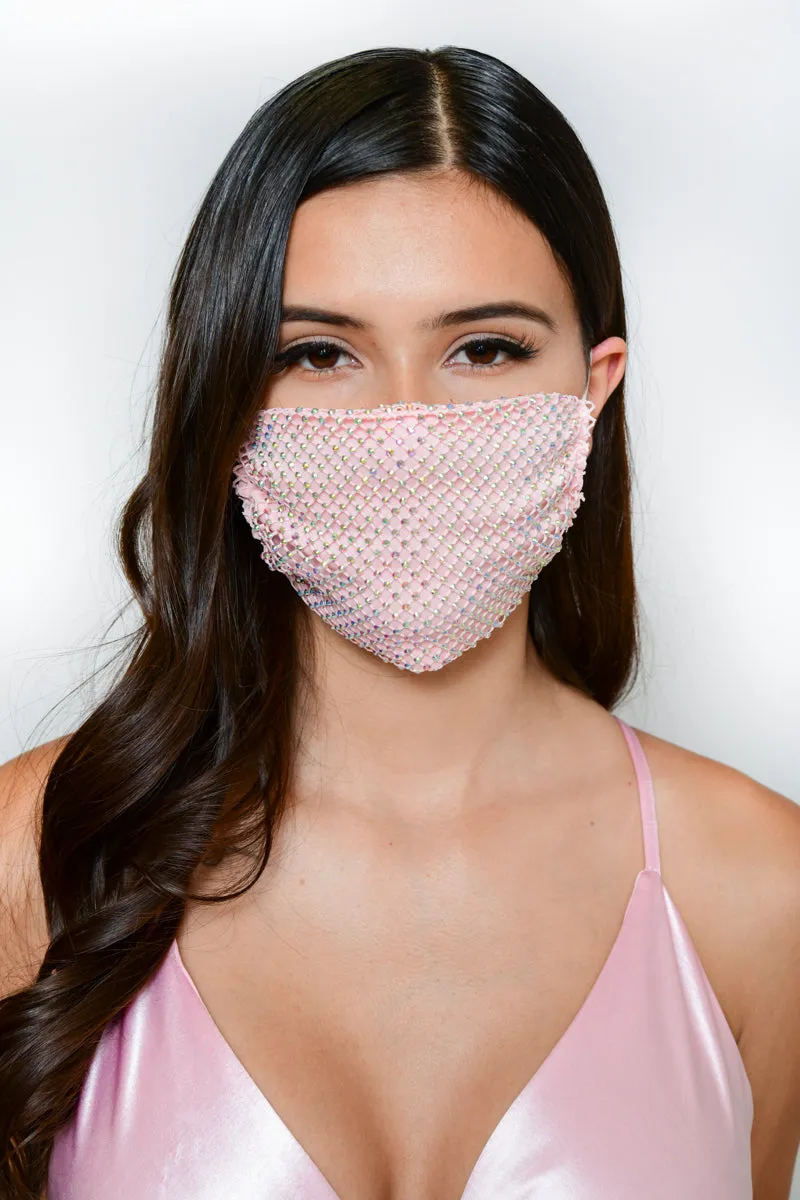 Rhinestone Mesh Face Mask