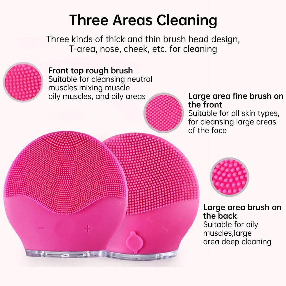 Silicone Ultrasonic Electric Facial Cleansing Massager Brush