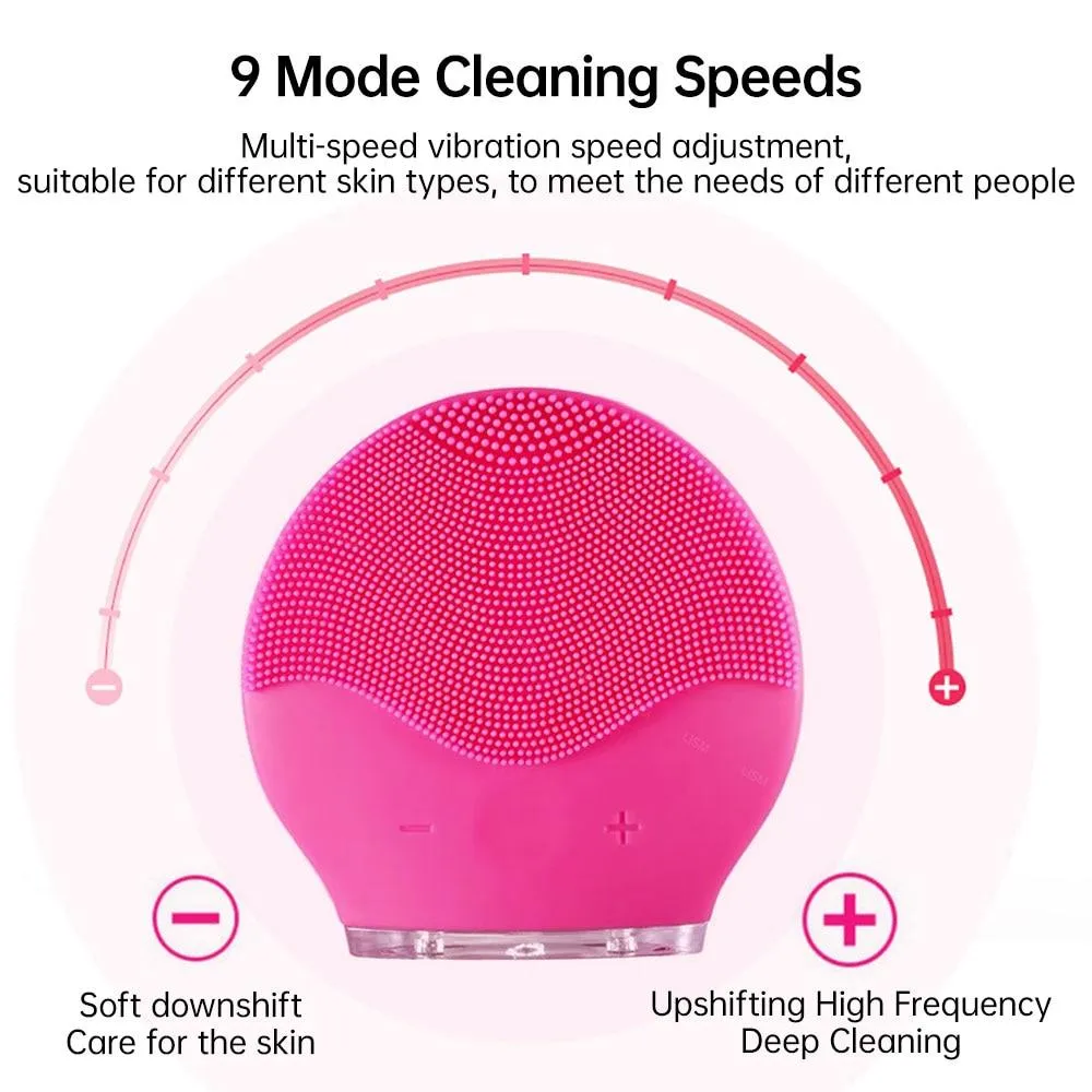 Silicone Ultrasonic Electric Facial Cleansing Massager Brush