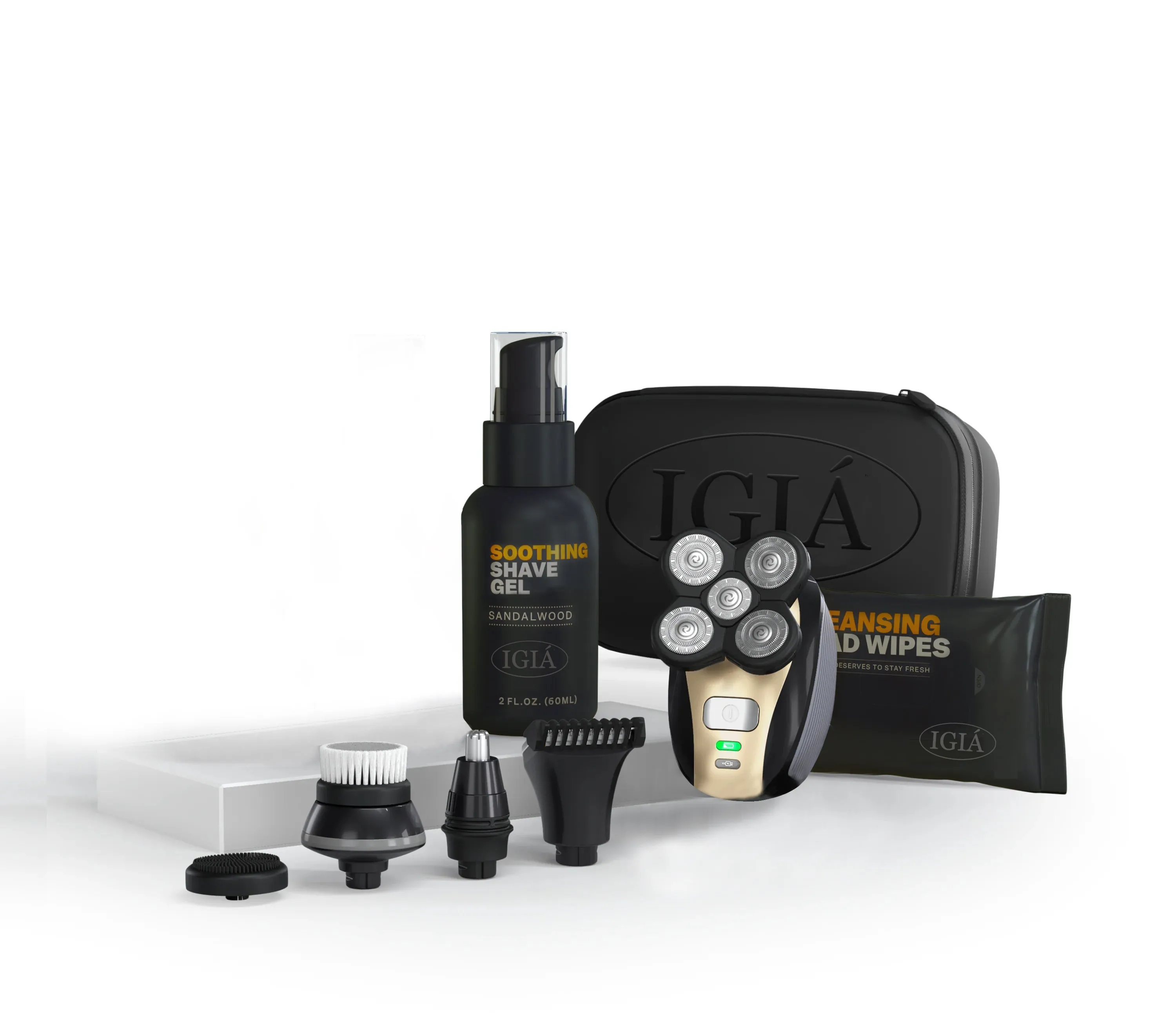 Titanium Series Total Shaver Set with Shave Gel, Cleansing Wipes and Travel Bag