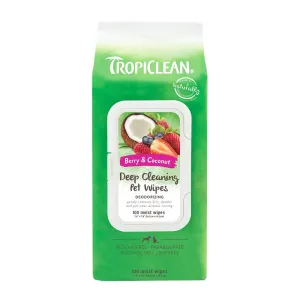 TropiClean Deep Cleaning Wipes Berry & Coconut 100 ct