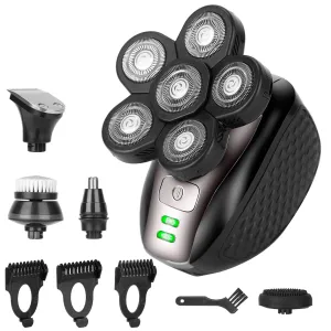 VYSN 5 In 1 Electric Razor For Bald Men Rechargeable Cordless Head Beard Trimmer Shaver Kit IPX6 Waterproof Dry Wet Grooming Kit with 3 Combs